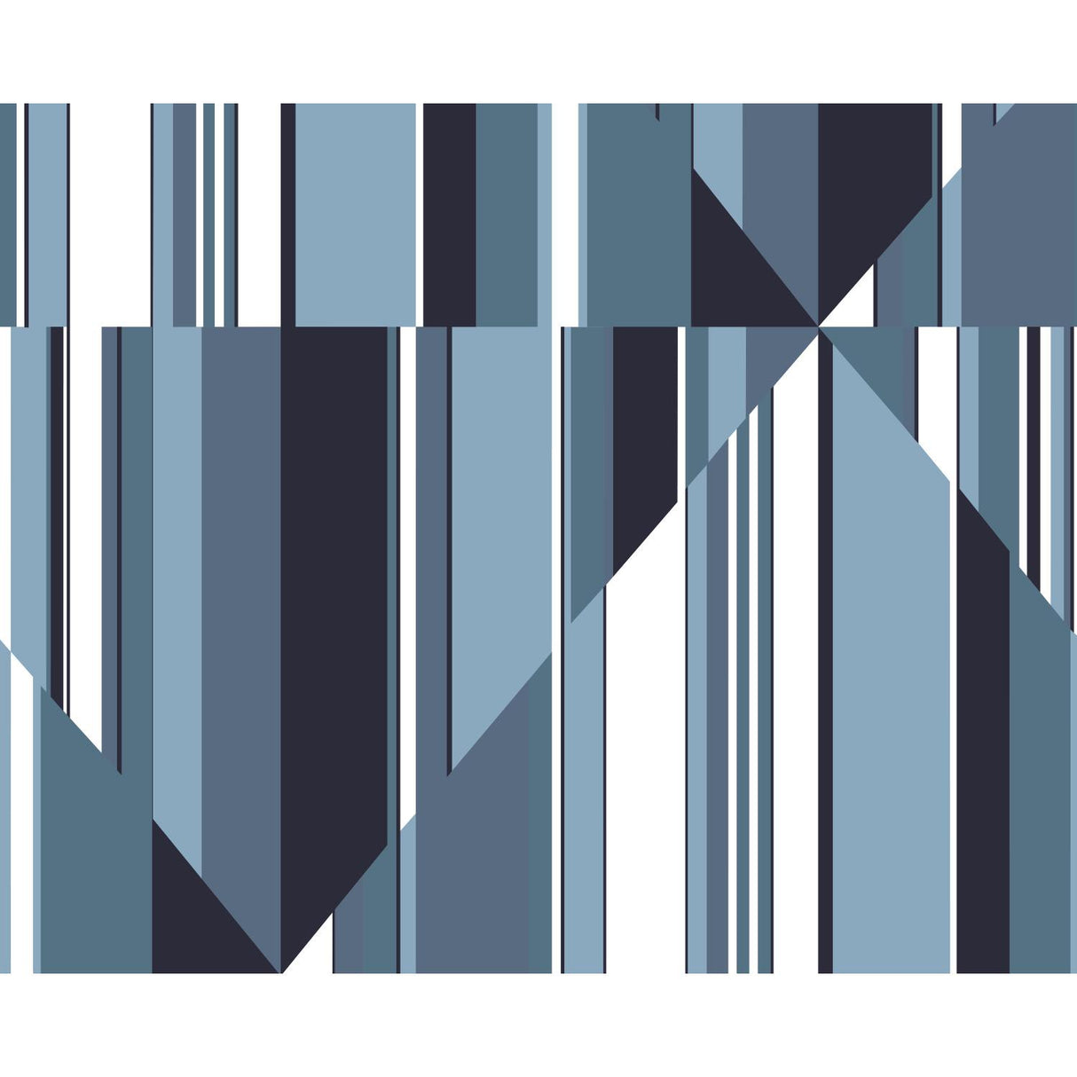 York Pinwheel Stripe Mural Blue Wallpaper