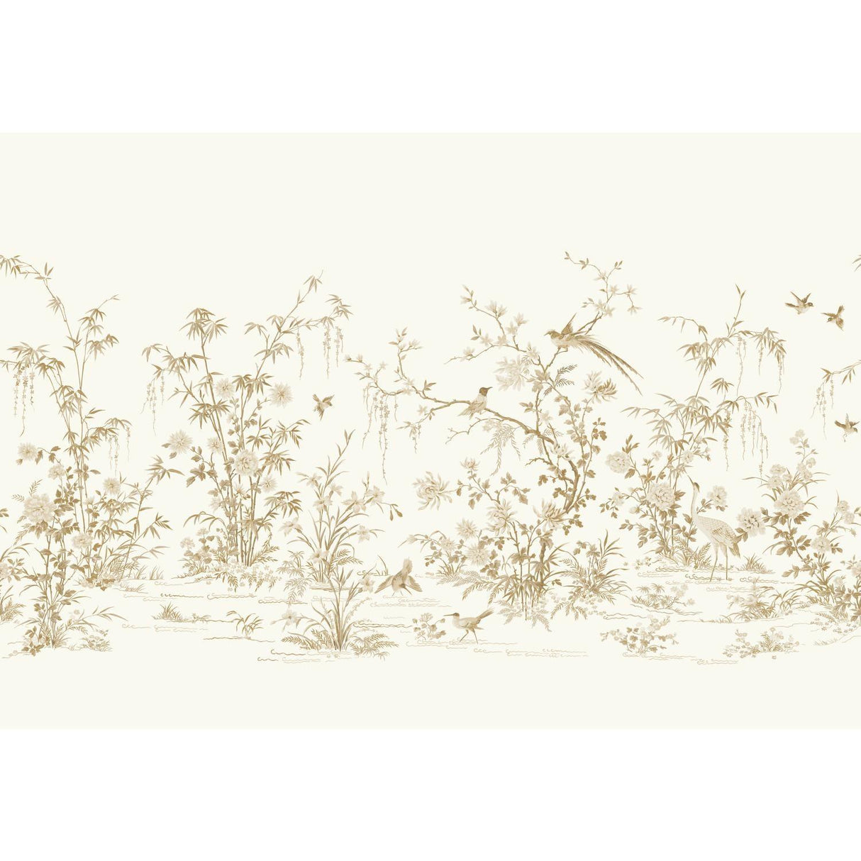 Ronald Redding Designs Flowering Vine Chino Mural White Wallpaper