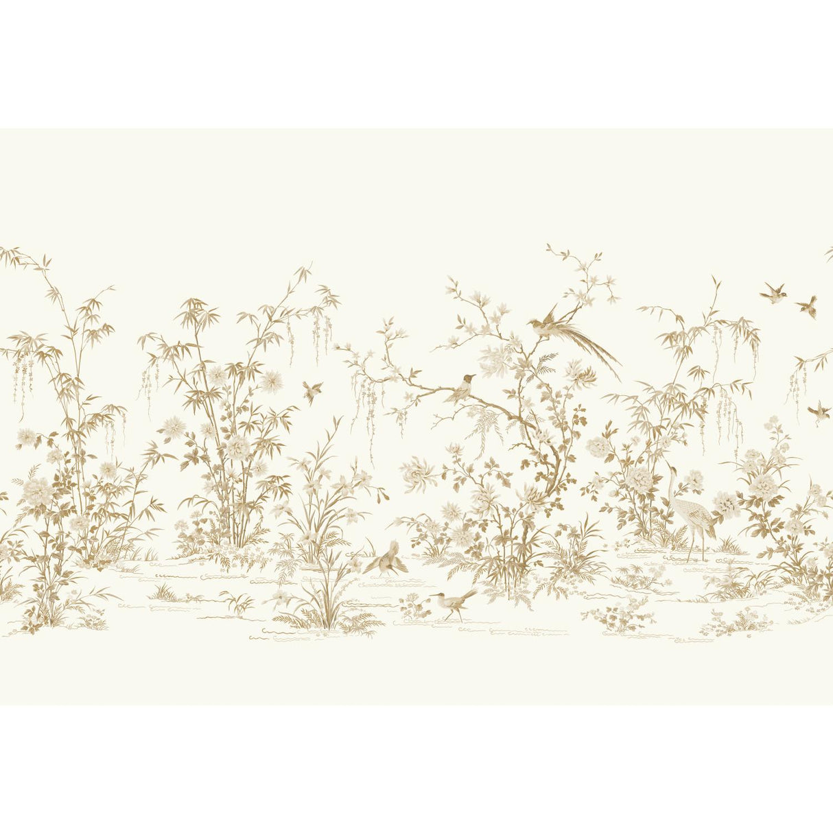 Ronald Redding Designs Flowering Vine ChinoMural White Wallpaper