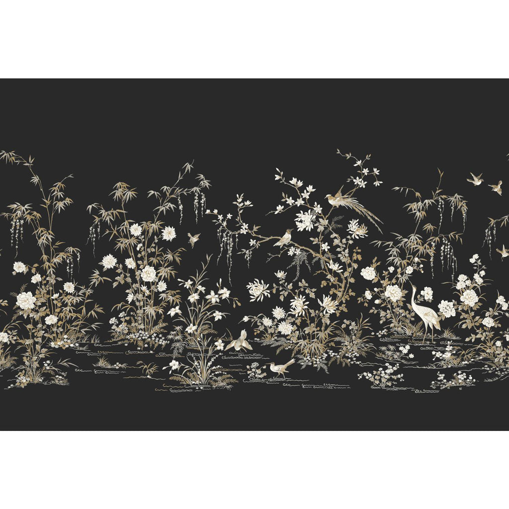 Ronald Redding Designs Flowering Vine ChinoMural Black Wallpaper