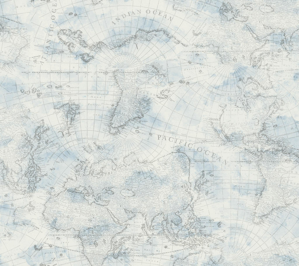 York Coastal Map Peel and Stick Blue/Gray Wallpaper