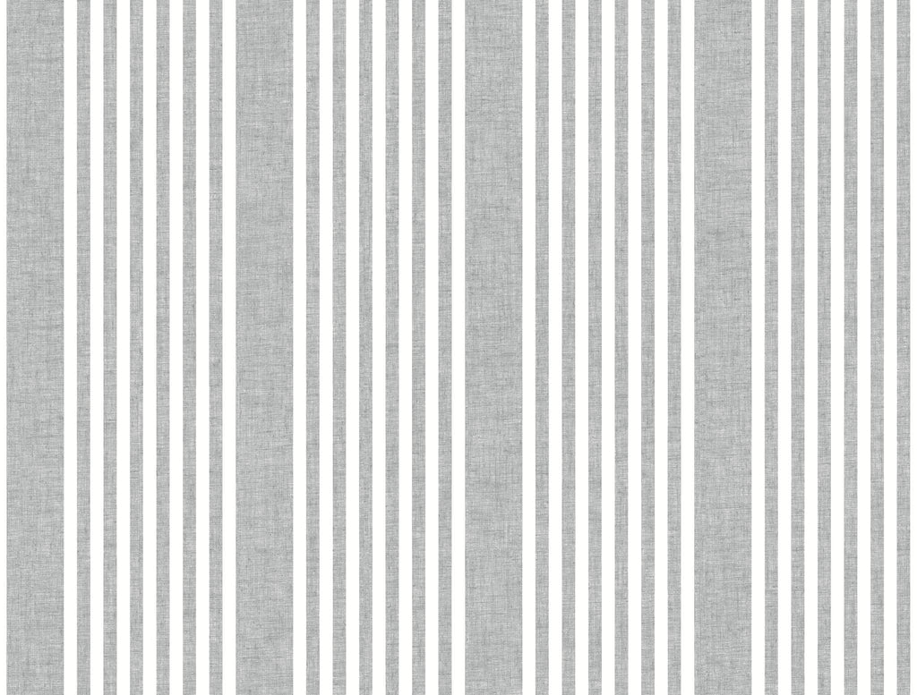 York French Linen Stripe Peel and Stick Gray Wallpaper