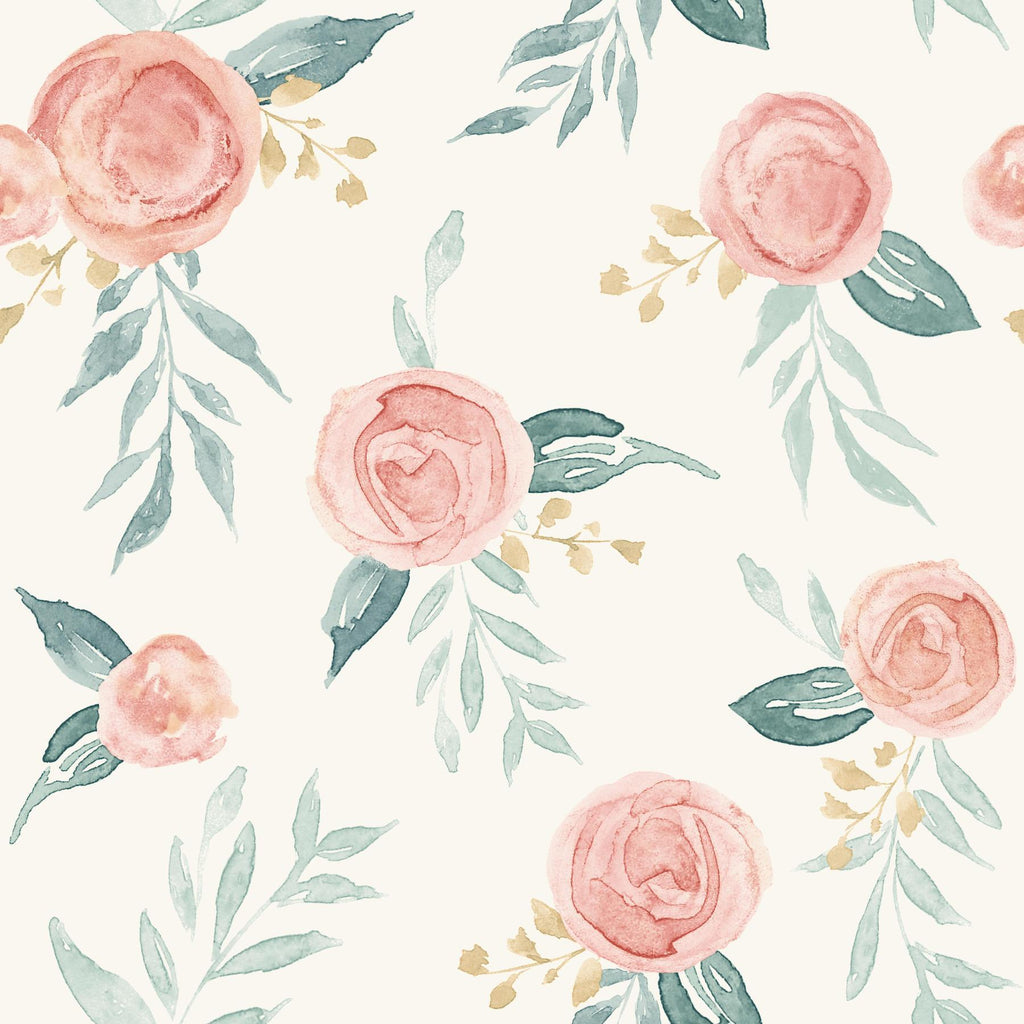Magnolia Home Magnolia Home Watercolor Roses Peel and Stick Red Wallpaper