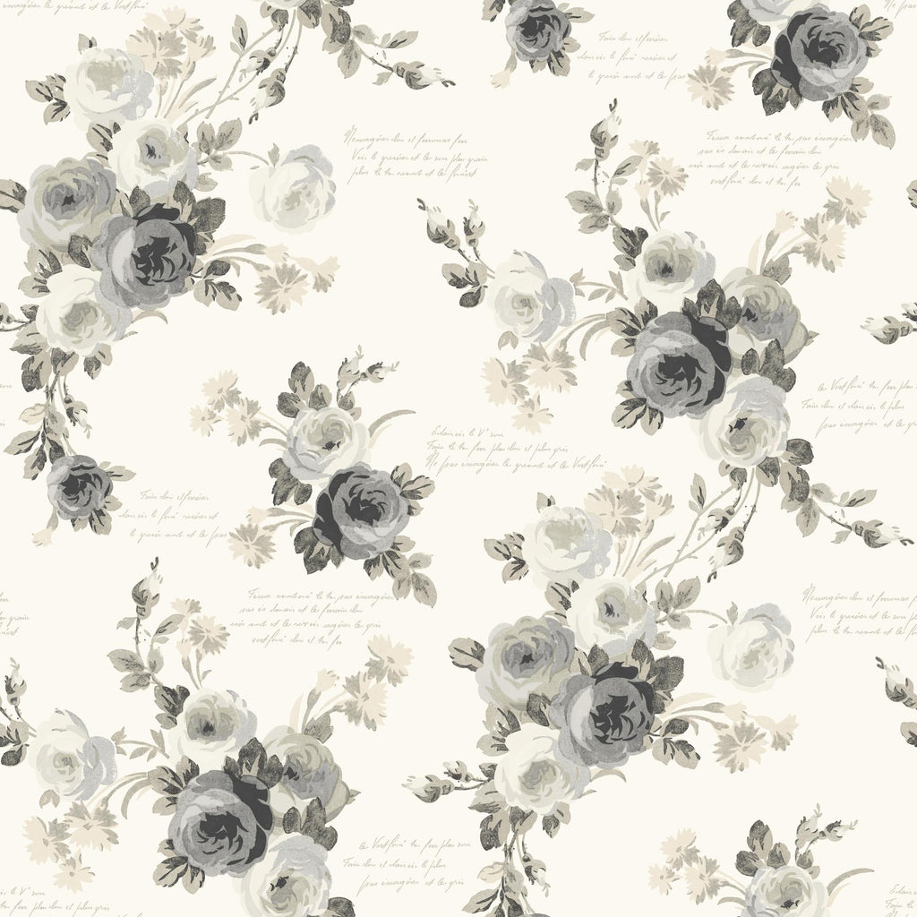 Magnolia Home Magnolia Home Heirloom Rose Removable Peel and Stick gray/white Wallpaper