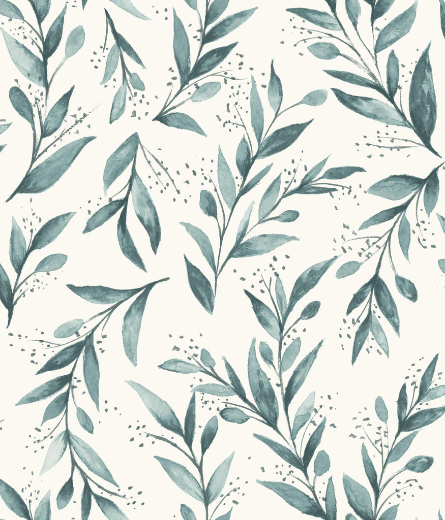 Magnolia Home Magnolia Home Olive Branch Peel and Stick Teal Wallpaper