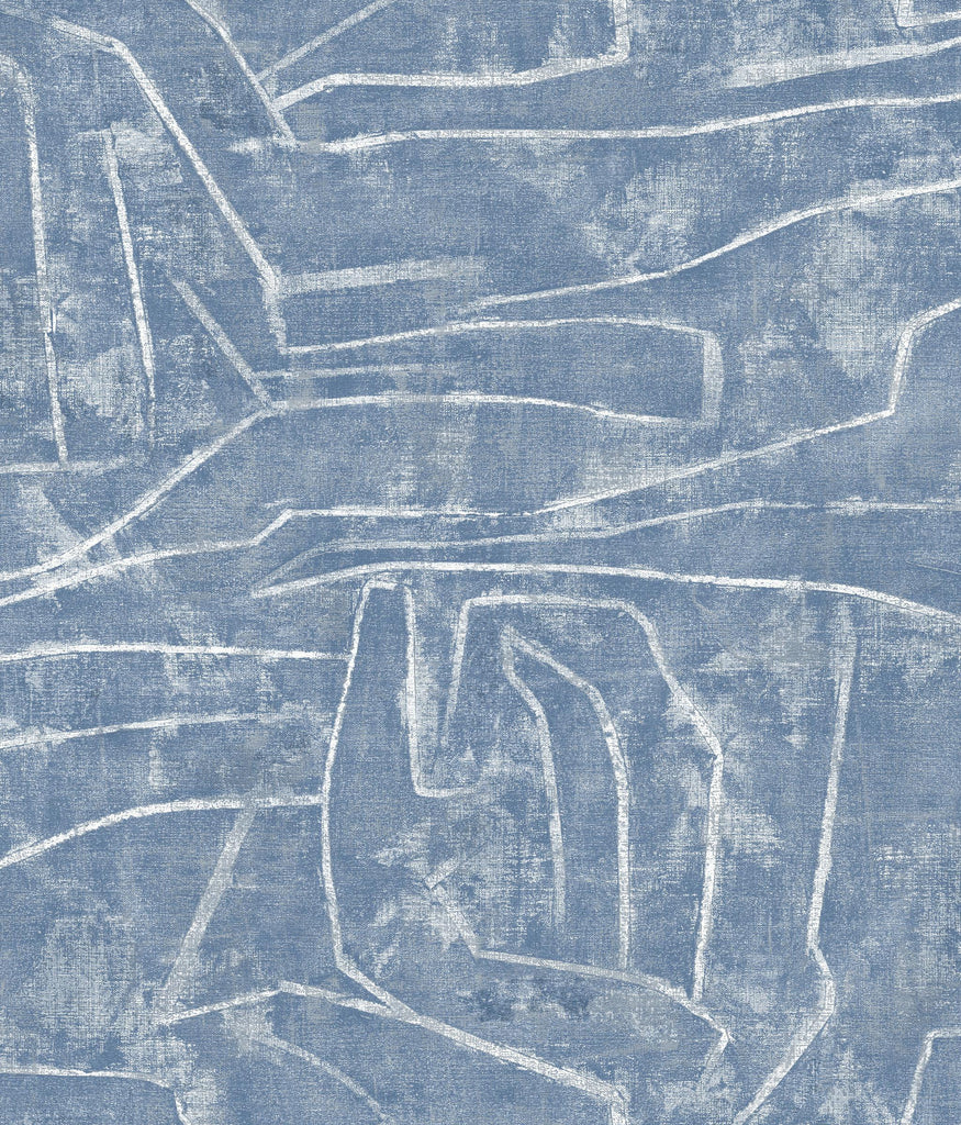 York Urban Chalk Peel and Stick Blue Wallpaper