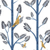 York Aviary Branch Peel And Stick Blue/Yellow Wallpaper