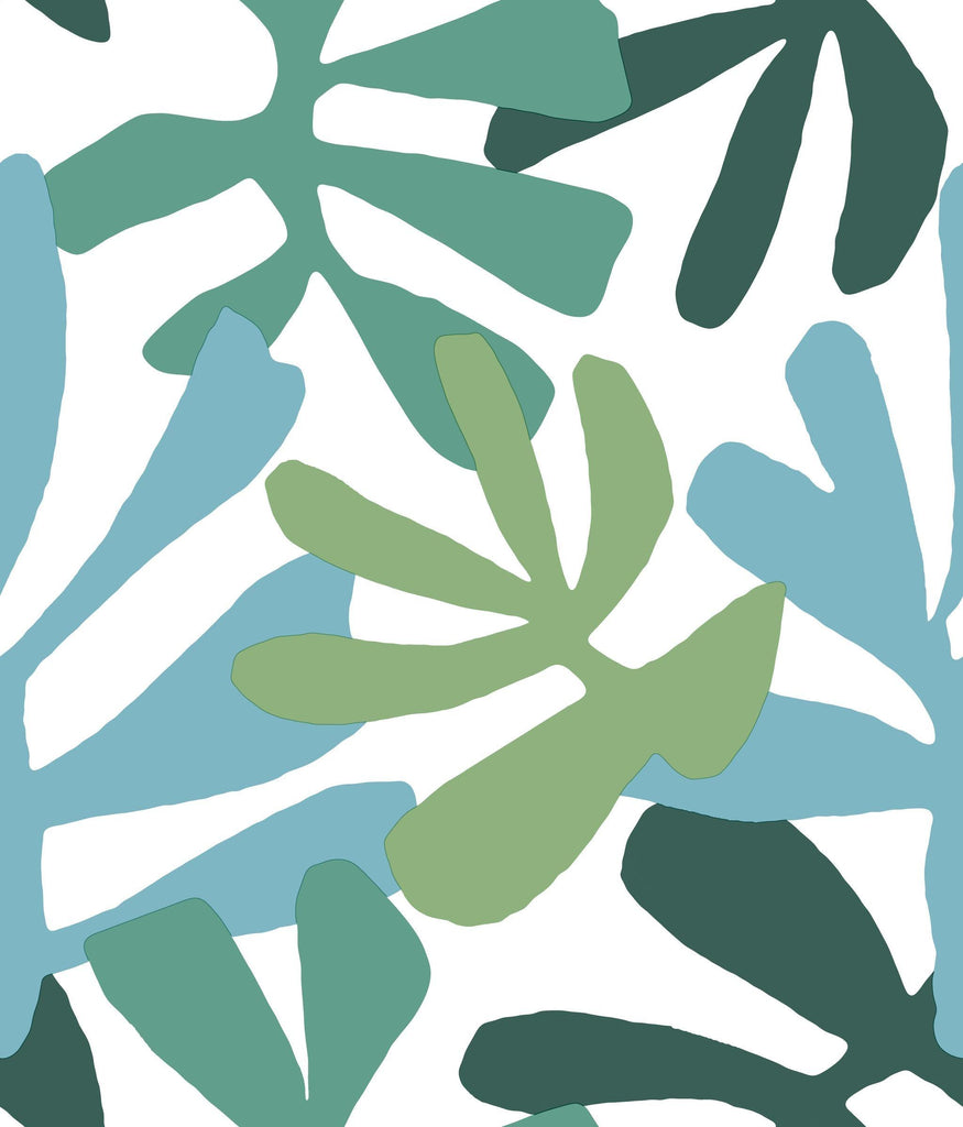 York Kinetic Tropical Peel and Stick Blue/Green Wallpaper