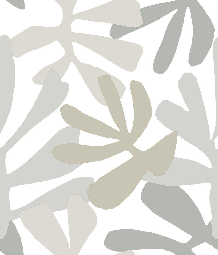 York Kinetic Tropical Peel and Stick Gray/Beige Wallpaper