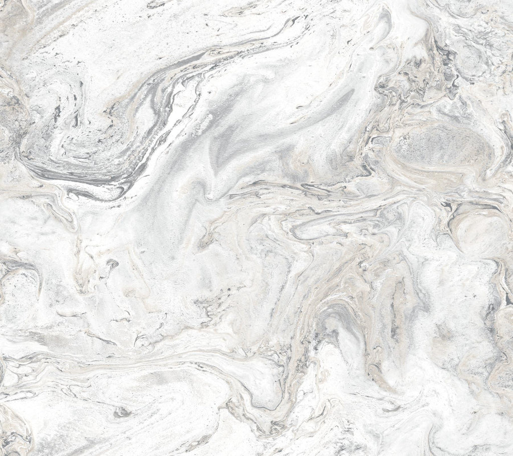 York Oil & Marble Peel and Stick White/Gray Wallpaper