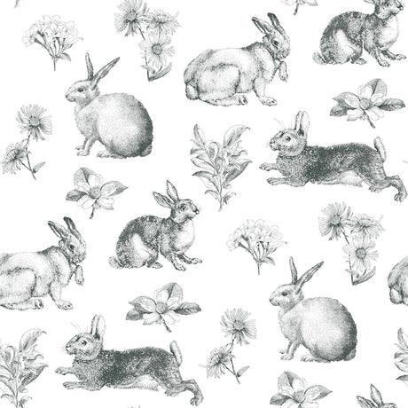 York Bunny Toile Black/White Wallpaper