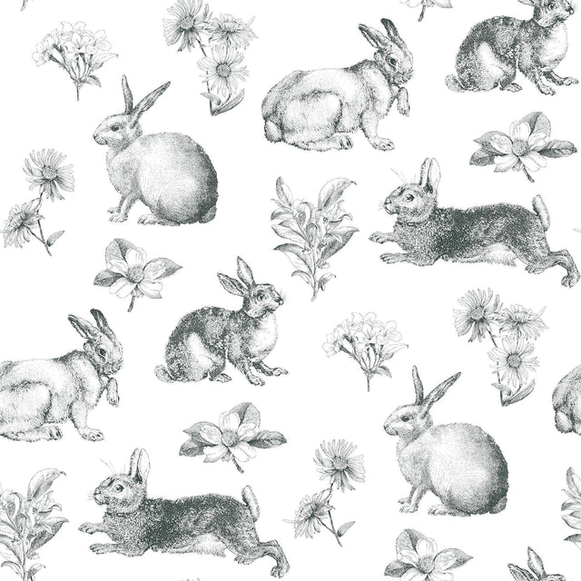 York Bunny Toile Black/White Wallpaper