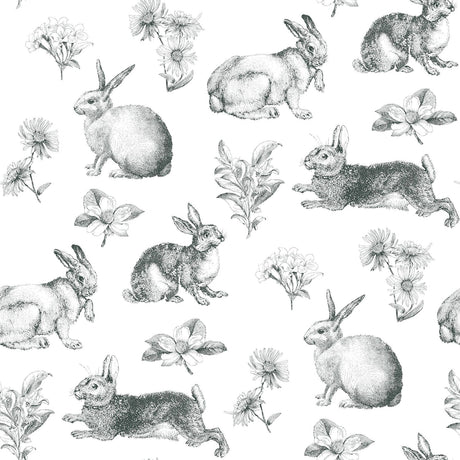 York Bunny Toile Black/White Wallpaper