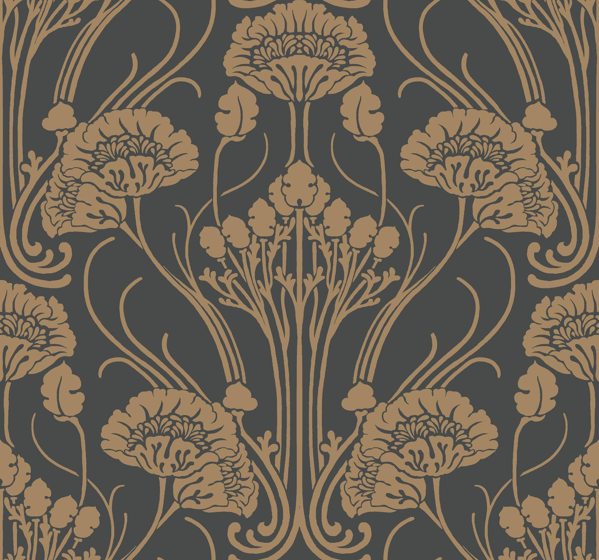 Antonina Vella Nouveau Damask Blacks Wallpaper