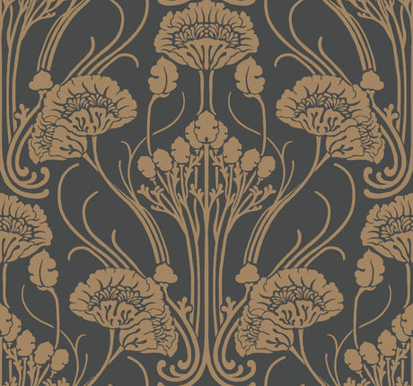 Antonina Vella Nouveau Damask Blacks Wallpaper