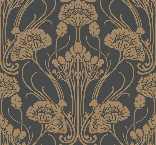 Antonina Vella Nouveau Damask Blacks Wallpaper