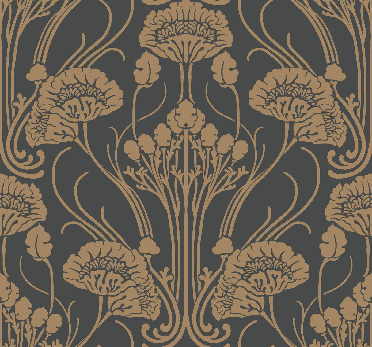 Antonina Vella Nouveau Damask Blacks Wallpaper