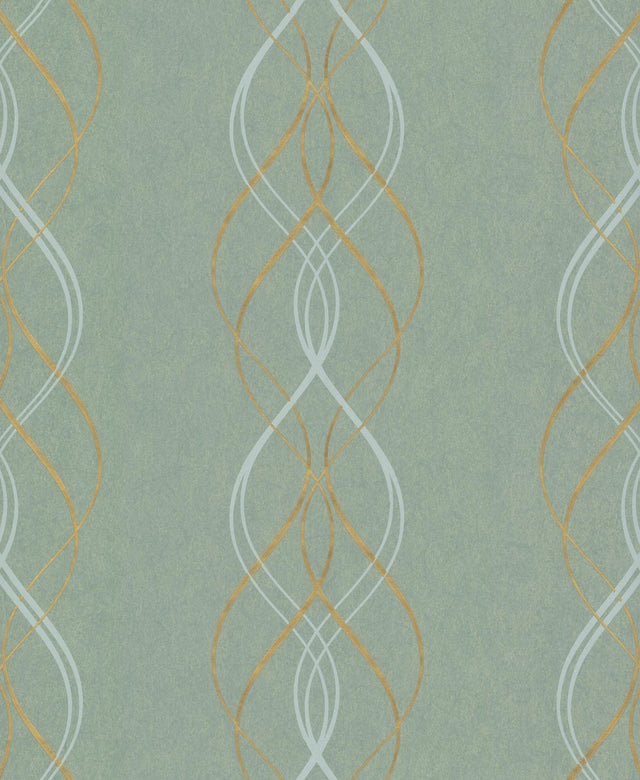 Antonina Vella Aurora Blue/Gold Wallpaper