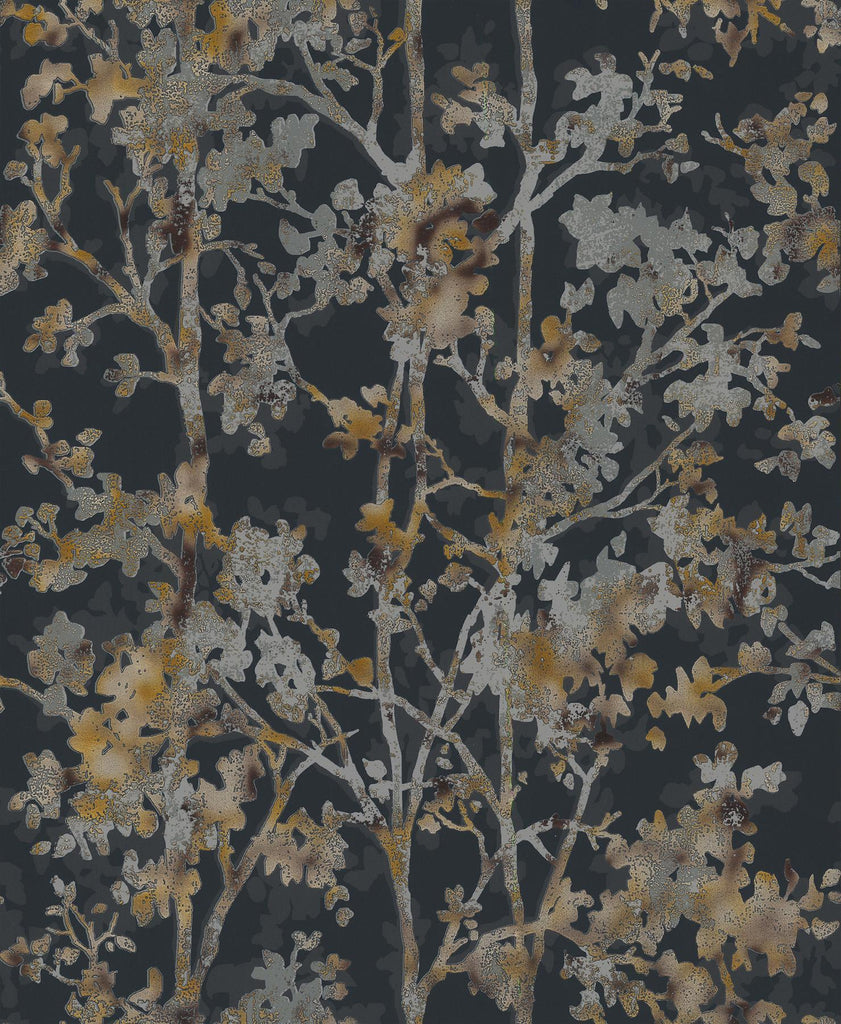 Antonina Vella Shimmering Foliage Black/Multi Wallpaper