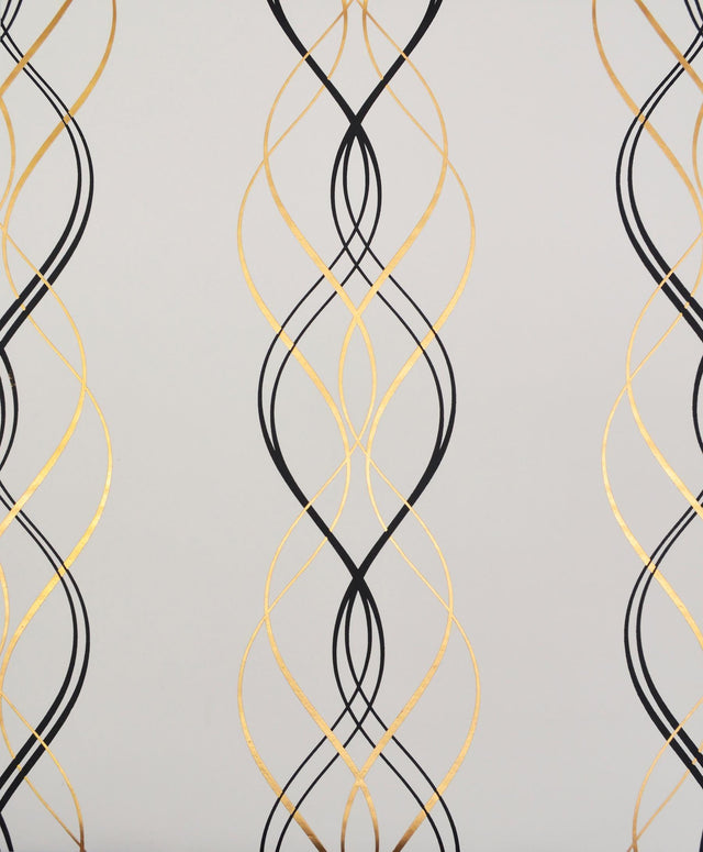 Antonina Vella Aurora Black/White/Gold Wallpaper