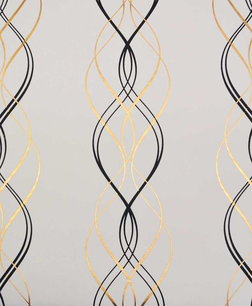 Antonina Vella Aurora Black/White/Gold Wallpaper