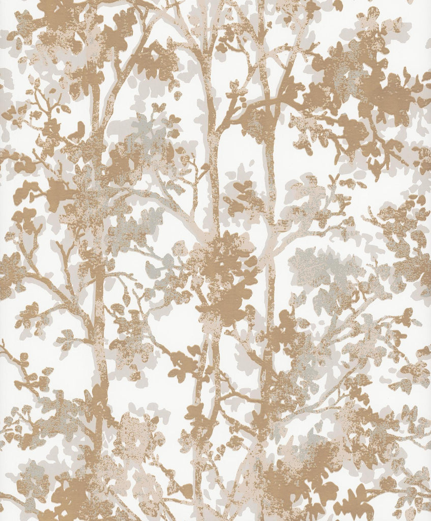 Antonina Vella Shimmering Foliage White/Gold Wallpaper