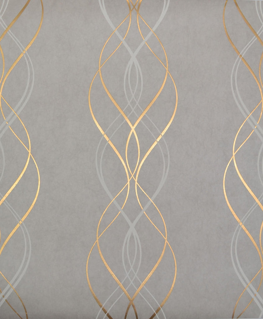 Antonina Vella Aurora Grey/Gold Wallpaper