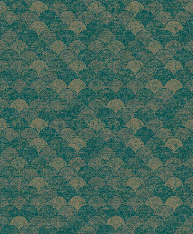 Antonina Vella Mermaid Scales Teal/Gold Wallpaper