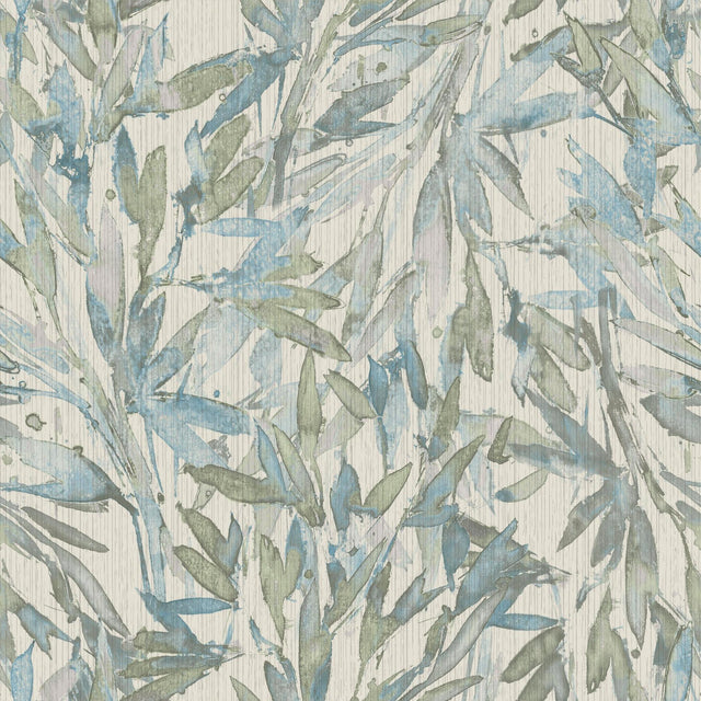 Antonina Vella Rainforest Leaves Lt Blue/Muted Green Wallpaper