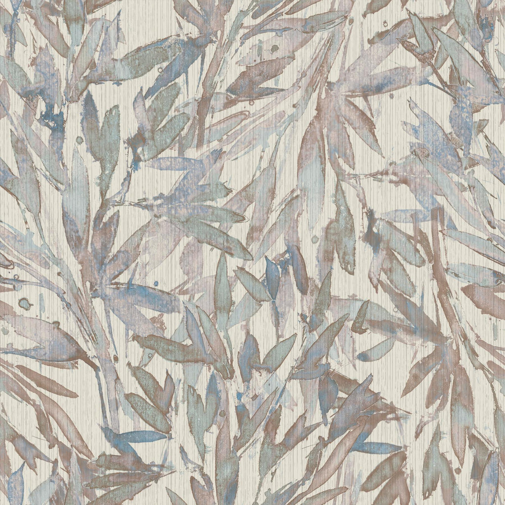 Antonina Vella Rainforest Leaves Lavender/Lt Blue Wallpaper