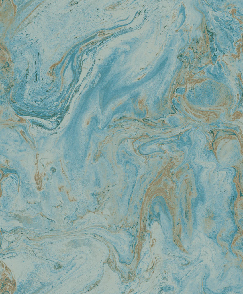Antonina Vella Oil & Marble Bright Blue/Gold Wallpaper