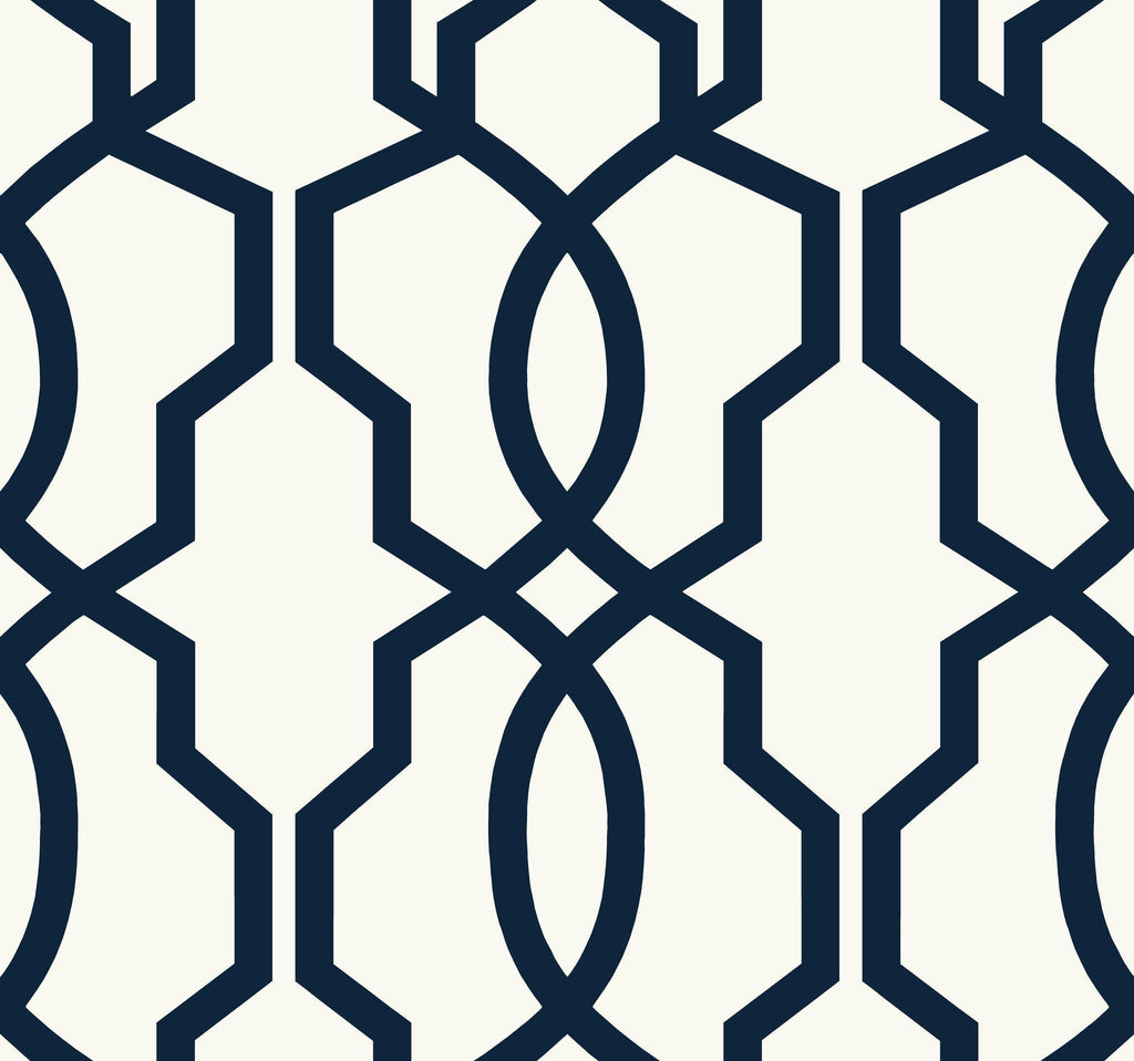 Ashford House Hourglass Trellis navy blue Wallpaper