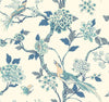 Ashford House Fanciful Blue/White/Off-White Wallpaper
