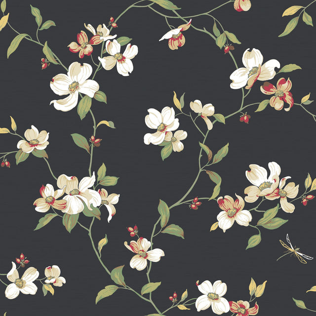 York Dogwood Blacks Wallpaper