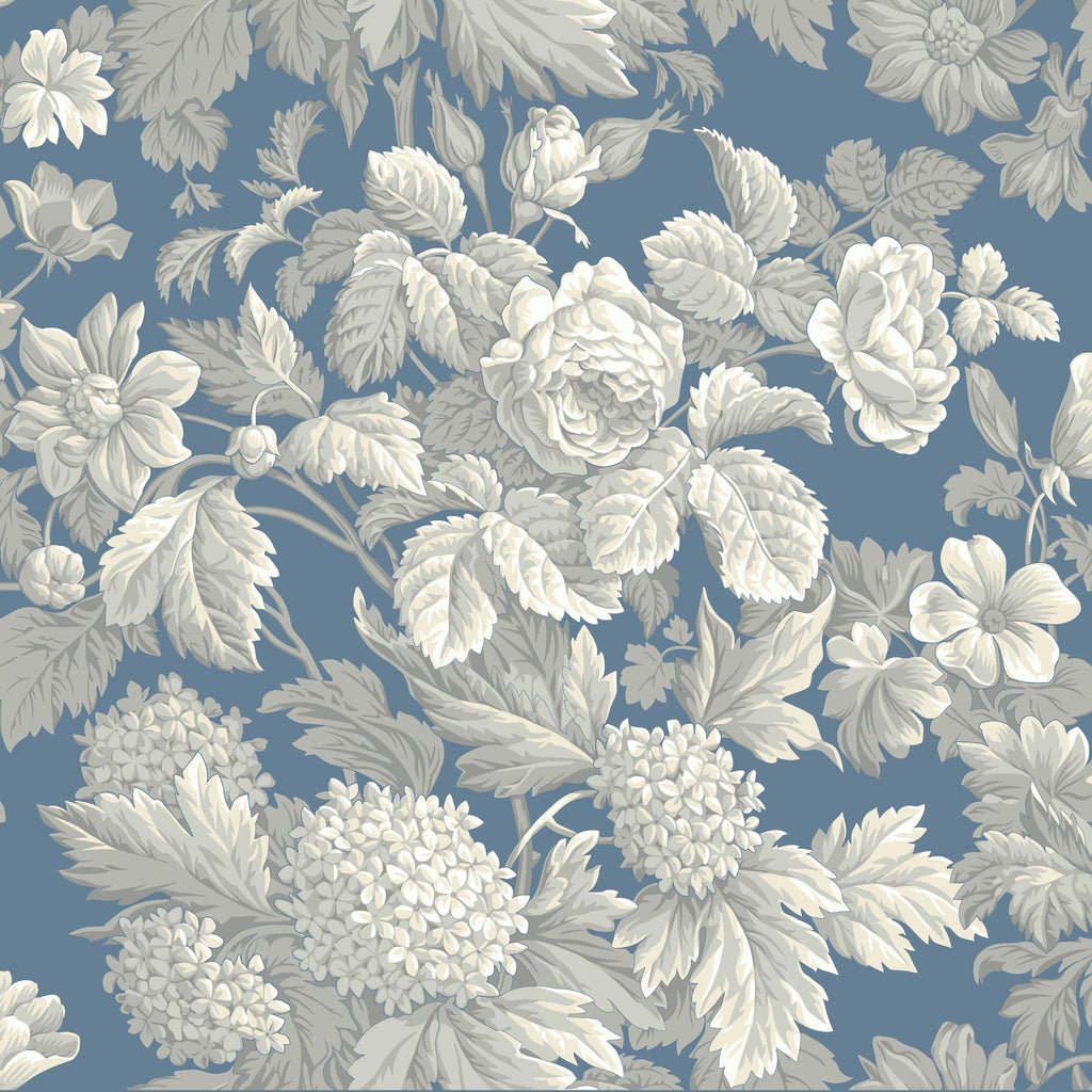 York Antique Floral Wedgwood Blue/Gray/White Wallpaper