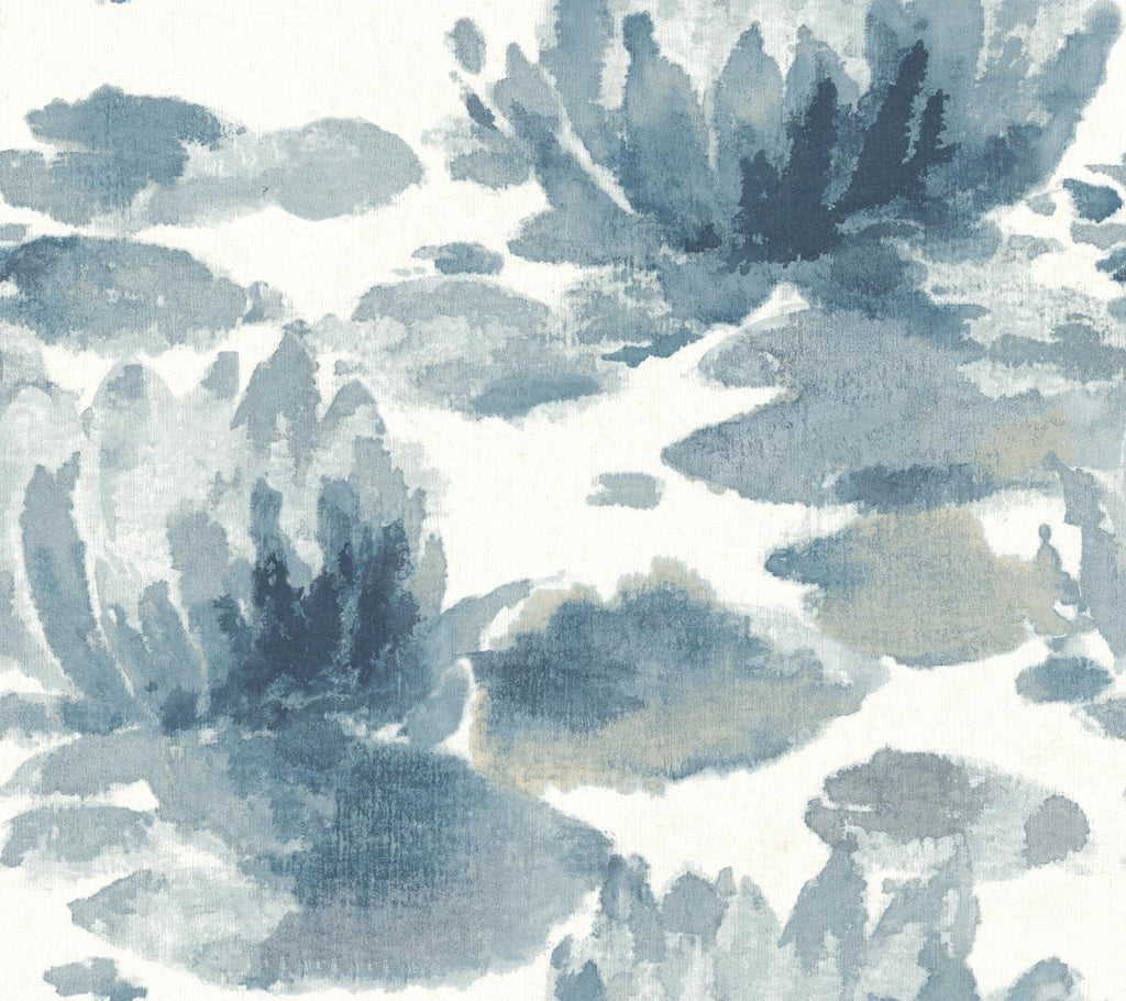 Candice Olson Water Lily Dark Blue Wallpaper
