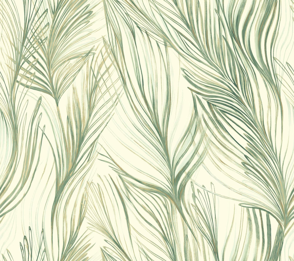 Candice Olson Peaceful Plume Green Wallpaper