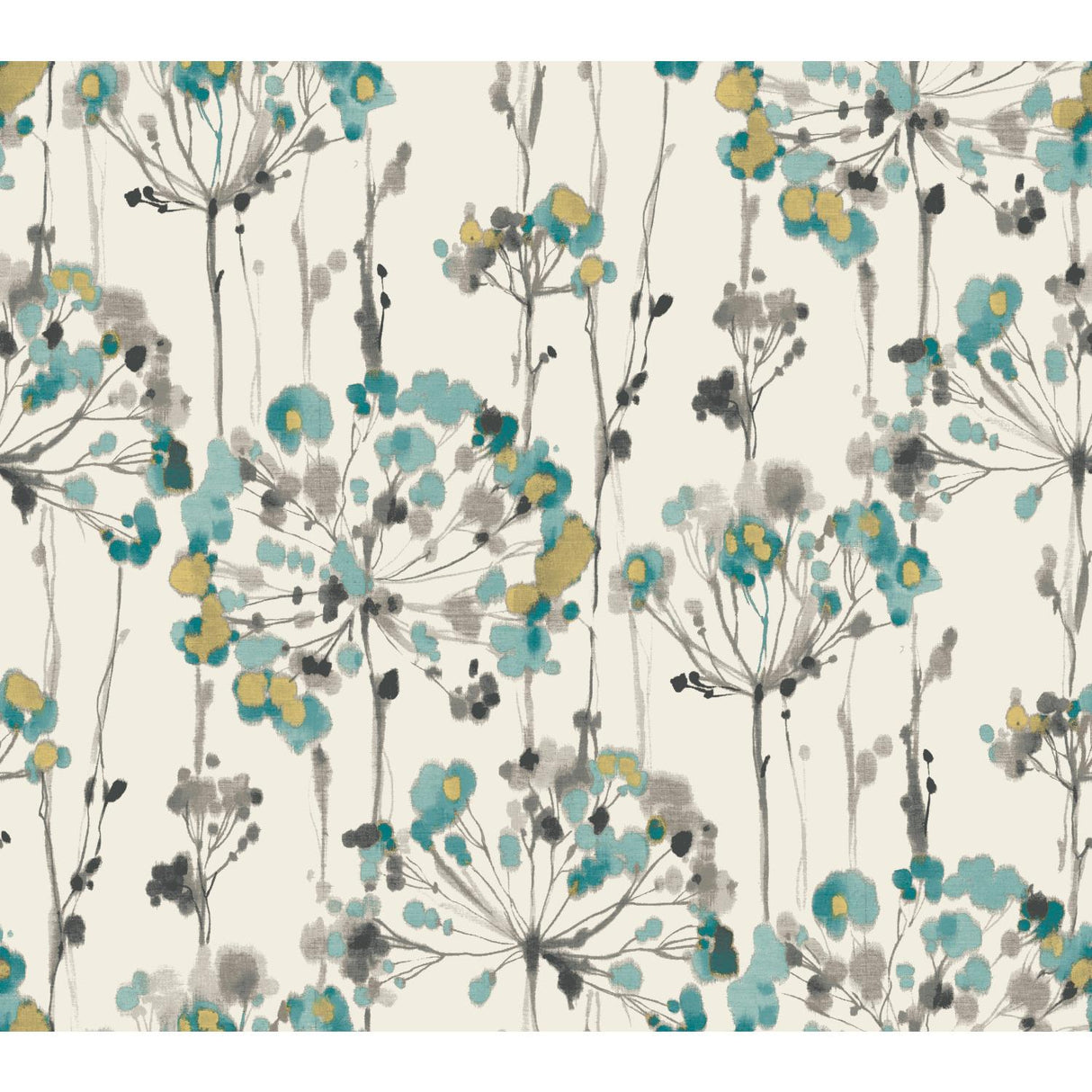 Candice Olson Flourish white/turquoise/grey/black/metallic gold Wallpaper