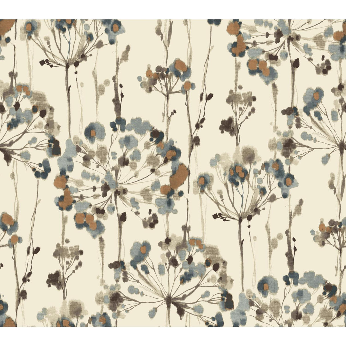Candice Olson Flourish cream/grey/blue/grey/brown/metallic gold Wallpaper