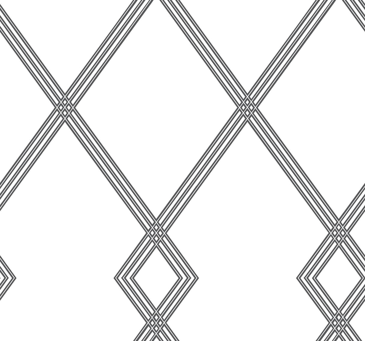 York Ribbon Stripe Trellis White/Black Wallpaper