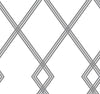 York Ribbon Stripe Trellis White/Black Wallpaper