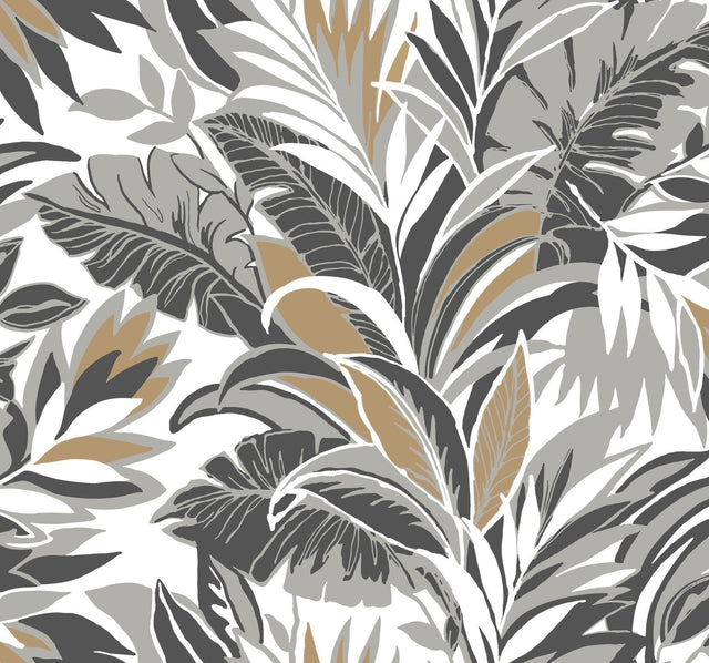 York Palm Silhouette Black / Gold Wallpaper