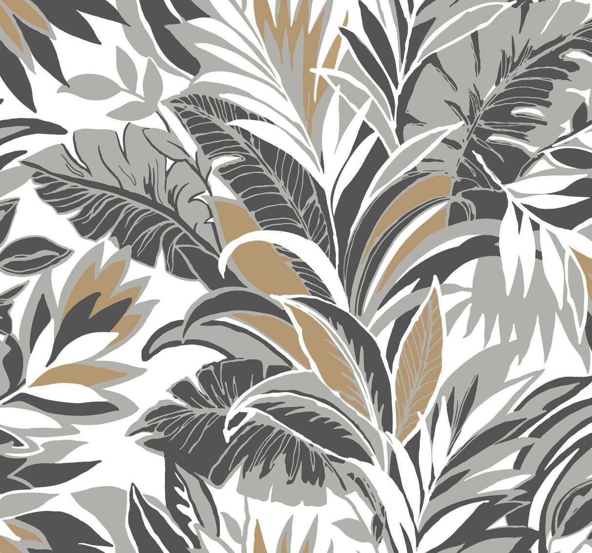 York Palm Silhouette Black / Gold Wallpaper
