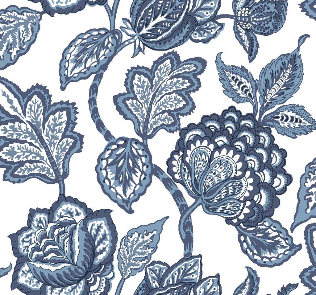 York Midsummer Jacobean White/Blue Wallpaper