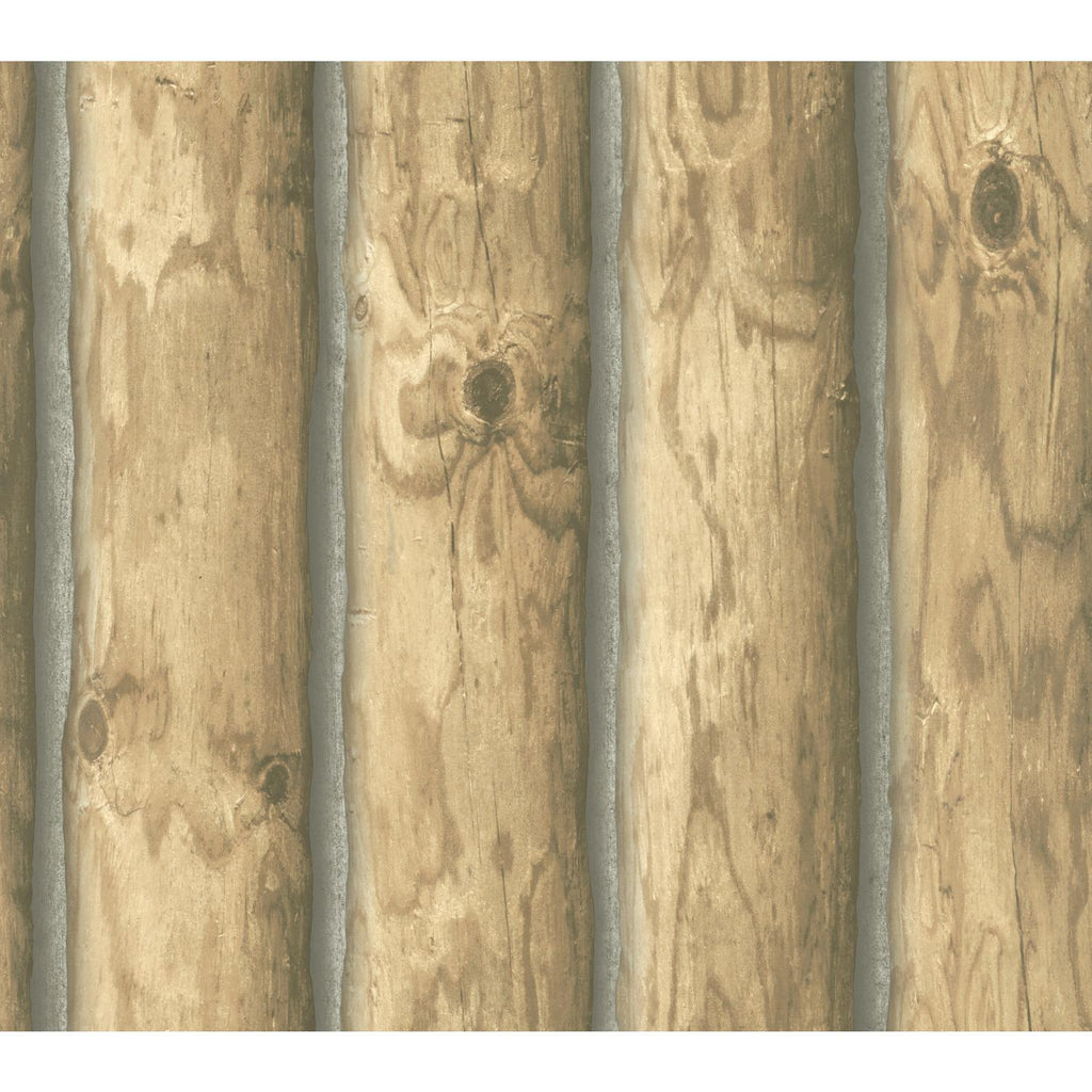 York Mountain Logs in Light Brown Light Brown Wallpaper