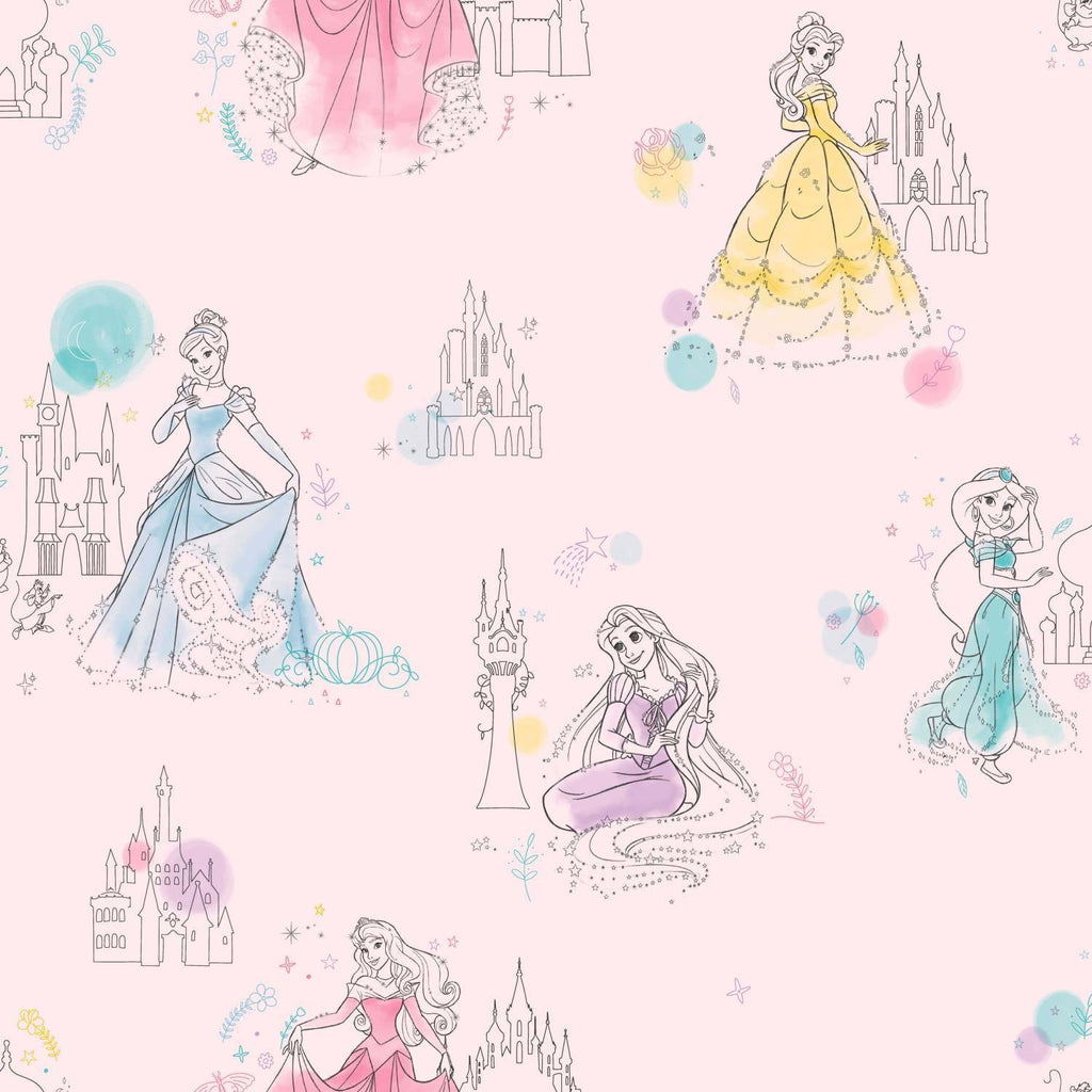York Disney Princess Pretty Elegant Pink Wallpaper