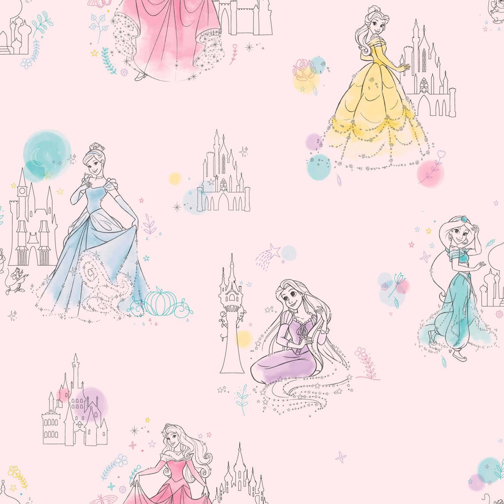 York Disney Princess Pretty Elegant Pink Wallpaper