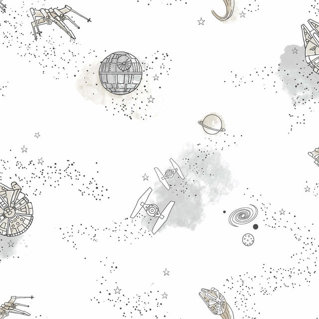 York Star Wars: Good Night Galaxy Black/White Wallpaper