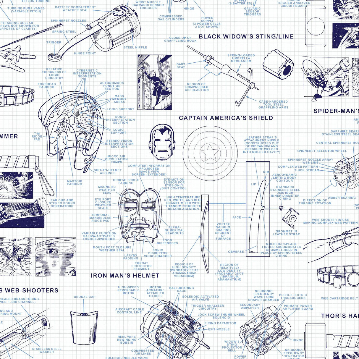 York Marvels Heroes Schematics Blue Wallpaper