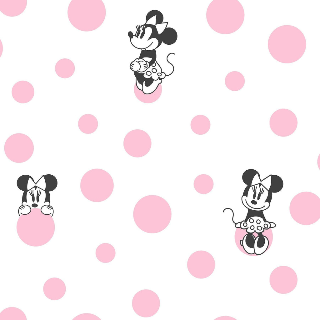 York Minnie Dots Pink Wallpaper
